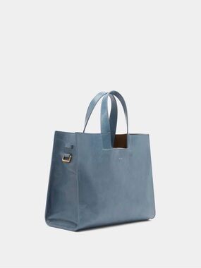 Easy Bally Tote Bag in Light Blue Leather